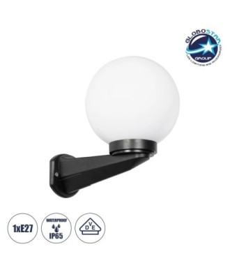 GLOBOSTAR® AGROS 61592 Μοντέρνο Φωτιστικό Τοίχου - Απλίκα με Ντουί 1 x E27 AC 220-240V Αδιάβροχο IP65 - Λευκό & Μάυρο - Μ20 x Π20 x Υ30cm